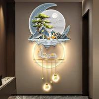 Moderne luxe doré arbre animal cerf lumineux 3D maison décoration murale métal Art acrylique éclairage paysage Animal peinture Art