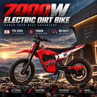 Moto électrique tout-terrain 7000W à couple élevé, batterie lithium 72V 25Ah, pneus 17*14 pouces, pour adultes, motocross électrique