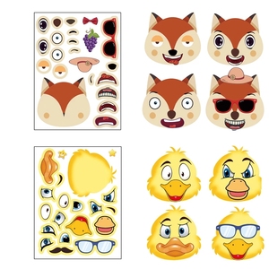 Giáo Dục Sớm DIY Câu Đố Sticker Set Cho Trẻ Em Vui Động Vật Khuôn Mặt Ghép Hình EN71 Giấy Chứng Nhận Chất Liệu Giấy Túi Gói Giảng Dạy - Product Image 5