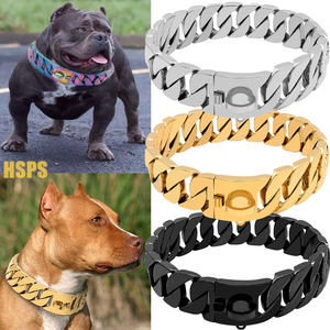 Kalung Rantai Cuban Link Kustom Logam Emas 18K 15mm19mm 32mm Set Kalung dan Tali Anjing Emas - Product Image 5