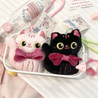 Nouveau porte-clés en peluche Jandudu, chat aux grands yeux, blanc, rose, noir, en tissu doux, rembourré en coton PP, avec logo personnalisé, pendentif, nœud, sac cadeau