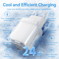 Chargeur Vention 45W Gan Type C USB Chargeur de téléphone portable Charge rapide Chargeur transparent