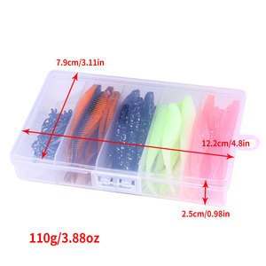 Kit de leurres souples en plastique en gros 60-en-1, ensemble d'équipement de pêche avec appâts vers et hameçons à manivelle tranchants, boîte à pêche portable - Product Image 6