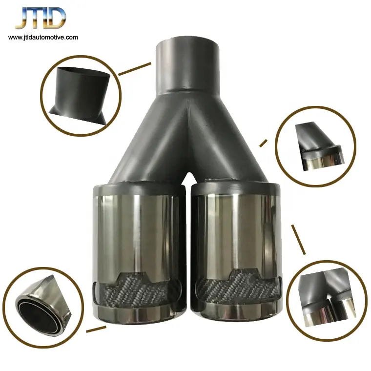 Universal Double outlet black stainless steel exhaust muffler tail tube tip