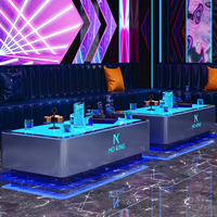 Table de bar LED personnalisée avec logo, pour discothèque, pub, table éclairée en acier inoxydable, verre trempé, miroir abyssal