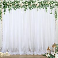 Rideau de fond en tulle à passe-tringles couleur champagne, drapé infroissable pour la décoration de scène de mariage et de fête