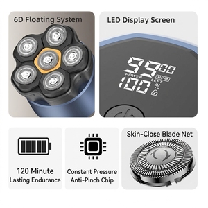 Afeitadora Eléctrica Rotatoria para <span class=keywords><strong>Hombre</strong></span>, Afeitadora Eléctrica Magnética 6D Flotante con Pantalla LED, Resistente al Agua IPX6, Carga Rápida Tipo C - Product Image 2
