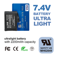 Batterie au lithium-ion polymère 7,4 V 2200 mAh pour gants de ski, accessoires pour gants chauffants d'hiver, chaussettes chauffantes 7,4 V 2200 mAh au lithium