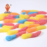 Permen Cacing Gummy Grosir Bentuk Hewan Kustom Warna-warni Rasa Buah Halal Asam Manis Permen Lunak
