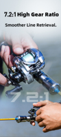 Moulinet de pêche à lancer longue distance AT7 avec bobine en carbone, rapport 7.2:1, frein 5KG, 156g, levier gauche X6 HASIDA, anti-torsion pour lac, ruisseau, rivière