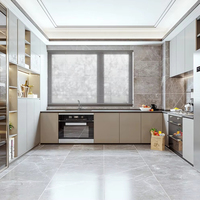 Armoire de cuisine modulaire moderne Lesso Home en MDF avec évier, robinet et charnières, taille et couleur personnalisables