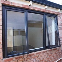 Fenêtres d'auvent en aluminium à double vitrage teintées pour porte d'entrée de maison personnalisée Australian Standard à coupure thermique