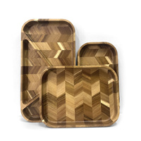 Plateau en acacia fabriqué à la main avec un design élégant en forme de V Plateau en bois de service écologique pour la cuisine