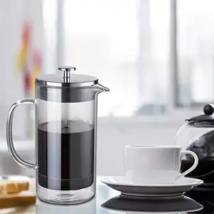 Báo Chí Pháp Cà Phê Sản Xuất Nồi, Đôi Tường Borosilicate Kính 304 Thép Không Gỉ Rõ Ràng Bấm Cà Phê 350 Ml