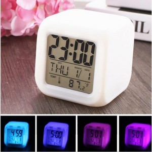 Wholesale Colorful Changing Alarm <b>Clock</b> Creative square <b>Clock</b> <b>LED</b> Silent Luminous - Product Image 2