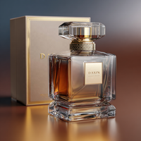 Flacon de parfum rectangulaire 30ml 50ml en verre avec bouchon doré et atomiseur