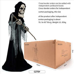 Guadaña Mecánica Eléctrica de Terror para Halloween, con Activación por Voz, Inducción, Luminosa, con Cabeza Grande, <span class=keywords><strong>Esqueleto</strong></span> de la Muerte Sosteniendo la Guadaña - Product Image 4