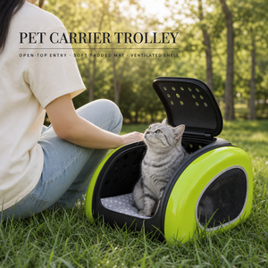 Breathable <b>Wheeled</b> Pet Carrier <b>Trolley</b> Foldable Cat Dog Travel Bag Portable Small Animal Carrier for Car Bus Train - Product Image 5