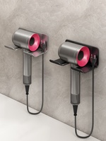 Étagère murale de rangement en aluminium gris anthracite pour sèche-cheveux et outils de salle de bain