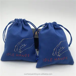 Многоразовый 8 унций синий хлопковый холщовый мешочек на шнурке Подарочная сумка для косметики ручной работы