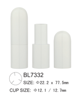 Tube de rouge à lèvres en aluminium/plastique de qualité supérieure, modèle BL7332, finition dorée brillante, design capsule, pour marque privée