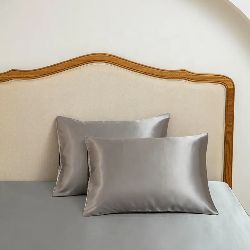 Cor sólida Confortável E Macia Reversível Cetim Travesseiro Satin Silk Fronha Natural Cetim Silk Pillow Case