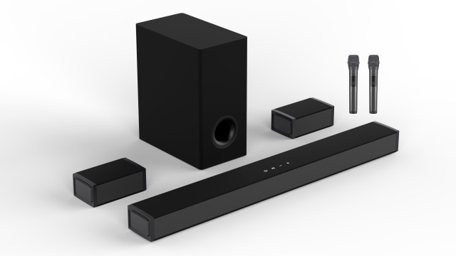 5.1ch Soundbar with Wireless Subwoofer Two Wireless Microphone Home Theater System