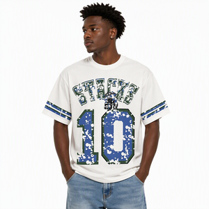 Camiseta Deportiva Vintage Oversize para Hombre, Estilo Urbano, 260 g/m², 100% Algodón, Número 10, Puños Desgastados, Manga Corta, Estampada - Product Image 4