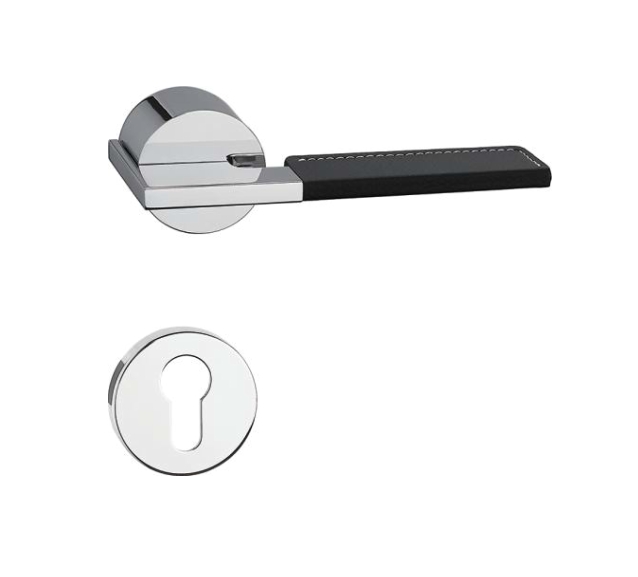 Chrome brillant + cuir noir