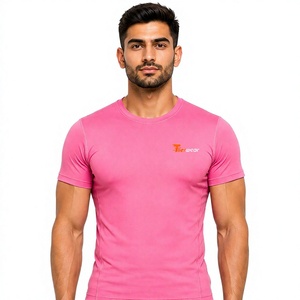 Chemises de compression à manches courtes pour hommes, pour la gym, les entraînements, jersey sportif flexible, col rond, coupe régulière, athlétique, écologique, séchage rapide - Product Image 1