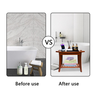Excellent siège de bain en bambou imperméable pour spa, chaise de douche intérieure avec étagère de rangement pour salon, chambre à coucher, salle à manger, tabouret de service