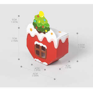 Boîte cadeau de Noël pour bonbons, mignonne, pliable, avec fenêtre, pour biscuits et chocolats, en forme de <span class=keywords><strong>maison</strong></span> du Père Noël, 10 pièces/paquet - Product Image 5