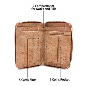 กระเป๋าสตางค์คอร์กแบบสั่งทำ Boshiho เป็นมิตรกับสิ่งแวดล้อม พร้อมซิป ดีไซน์สวยงาม ช่องใส่เหรียญ ช่องใส่บัตร - Product Image 3