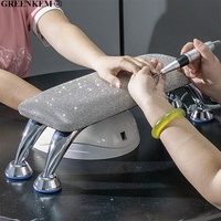 Repose-bras en forme de corne de vache argentée détachable en résine pour le salon, oreiller de bureau pour l'art des ongles.