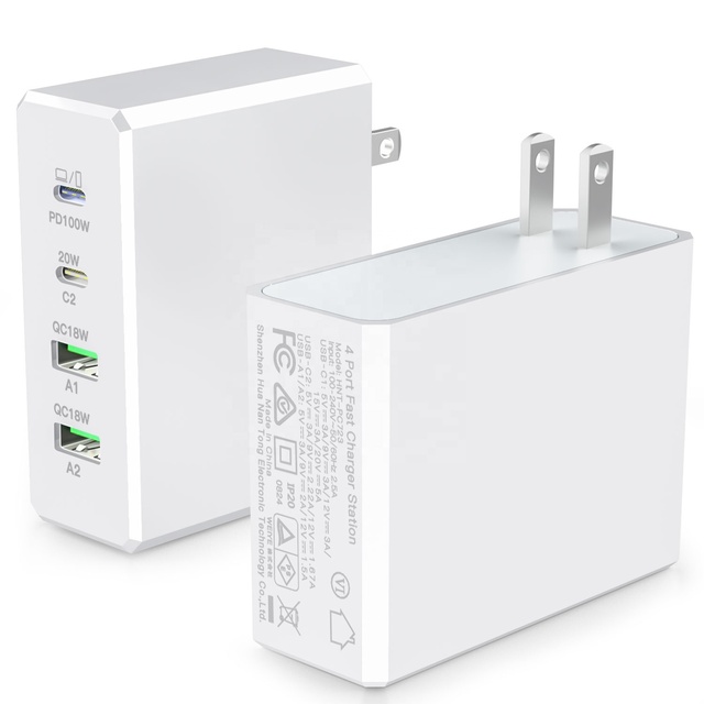 HNT 138W 4 Port Fast Charger Station USB Type C Wall Charger Multi-Device Fast Charging GaN Power Adapter for Laptop iPhone