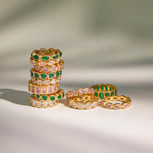 مجموعة خواتم متعددة الطبقات بالجملة، خواتم مطلية بالذهب متعددة الألوان من الفولاذ المقاوم للصدأ للبيع بالتجزئة - Product Image 4