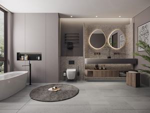 Ensemble d'armoires d'éclairage de vanité de salle de bain flottantes de 30 pouces à montage mural pour hôtel de luxe avec luminaire pour la maison - Product Image 2