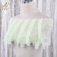 Fourniture en gros de dentelle brodée florale à volants, bordure en dentelle filet douce pour col de robe de mariée, robe de soirée et accessoire de couture de vêtements
