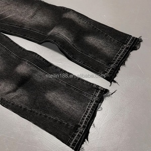 <b>Jeans</b> Manufacturer Custom Designer Vintage Black Denim Pants <b>High</b> <b>Waist</b> Raw Hem Distressed <b>Jeans</b> <b>Men</b> - Product Image 3