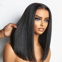Proveedor Destacado: Pelucas Bob Cortas Lisas de Cabello Humano, Pre-arrancadas, con Encaje Frontal HD Transparente, de Cabello Humano Virgen Birmano, Sin Pegamento