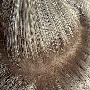 Perruque Courte en Cheveux Humains Naturels avec Dessus en Soie, Nœuds Invisibles, Effet Cuir Chevelu Naturel, Couleurs Blond Clair Mèches, Prête à l'Expédition - Product Image 1
