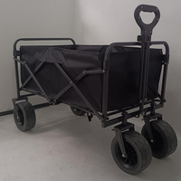 Chariot de camping pliable d'extérieur, chariot à plateforme pliable surdimensionné à quatre roues, chariot de pique-nique, remorque de camping