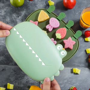 Moules à glaces en silicone BBL, motifs animaux mignons (crocodile, lapin, fruits), mini format, réutilisables, sans BPA, avec couvercle et bâtonnets - Product Image 2