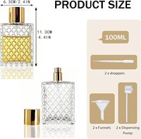 Flacons de parfum/cosmétiques rectangulaires en verre rechargeables avec entonnoir compte-gouttes, atomiseur à fine brume, portables pour le voyage, fabriqués en Chine
