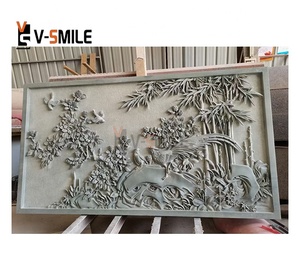 Decorazione della parete interna moderna scultura in pietra di marmo onice fiore rilievo della parete scultura - Product Image 6