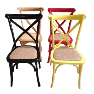 Wholesale Beech Dining Chair Rental Wedding Stackable Solid Wood Crossback Chair Wood X Cross Back Chair