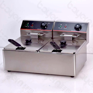 Freidora Comercial Automática de 2 Tanques y 2 Cestas para Piel de Cerdo, Carne, Nuggets de Pollo, Máquina de Fritura Continua - Product Image 2