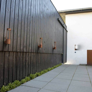 Lampe murale minimaliste en acier corten, cylindre en acier patiné, architecture moderne, décoration murale extérieure, lumière chaude, balcon extérieur - Product Image 4