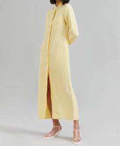 时尚简约开衩长纽扣长衬衫连衣裙休闲连衣裙女式纯色连衣裙带口袋 - Product Image 1