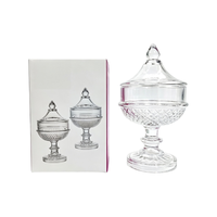 Glazen snoepvaas met heldere diamantmotief, voet en deksel, decoratieve voetstukvaas voor bruiloftbuffet, thuis of aan tafel